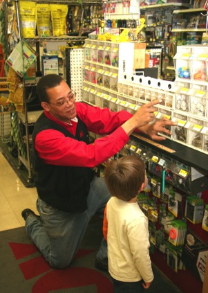Phillip showing a store display.