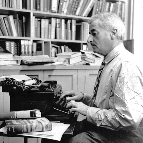 Faulkner at work typing