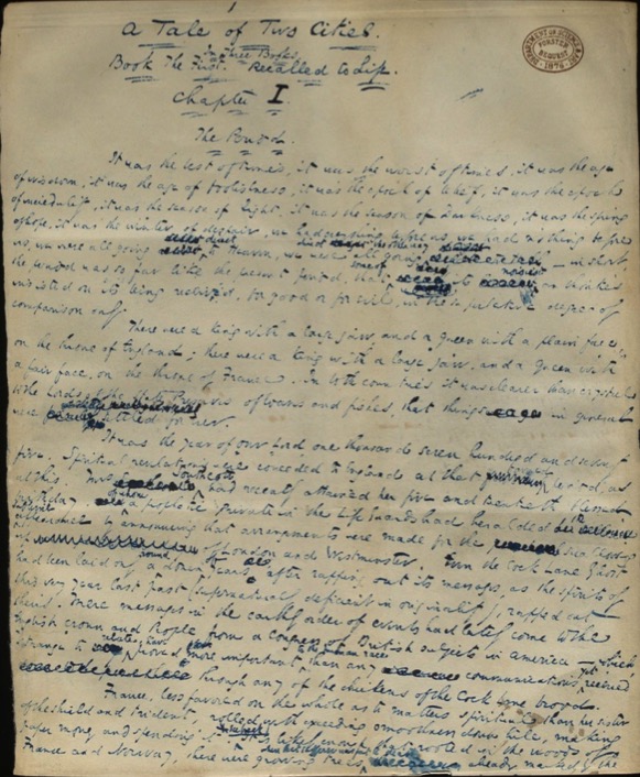The first page of Dickens' novel