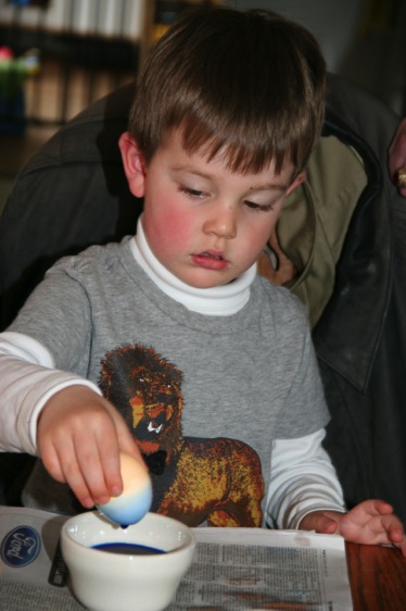 Jack was more interested in hid tricolored egg...