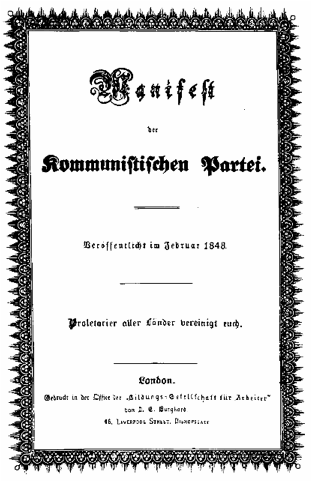 Communist Manifesto published in London in1848