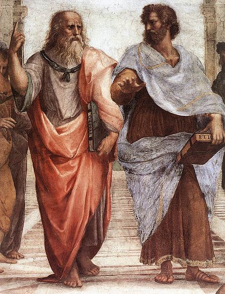 Plato and Aristotle talking about art, emotions, and feelings