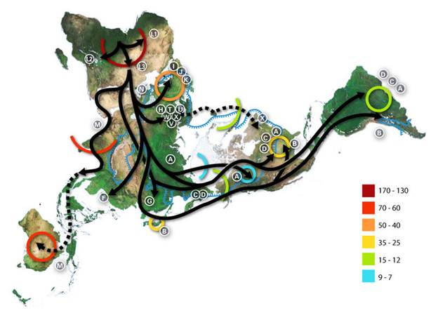 A map of the human out-migration from Africa
