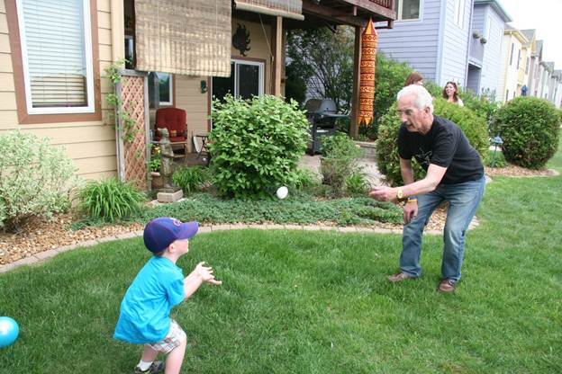 Al tossing an egg to Jack
