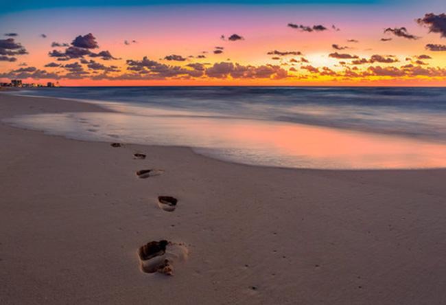 My footprints in the sand during my twilight years