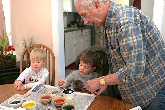 Owen wants to do another purple egg.  Jack is still musing over his blue one.