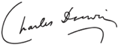 Description: "Charles Darwin", with the surname underlined by a downward curve that mimics the curve of the initial "C"