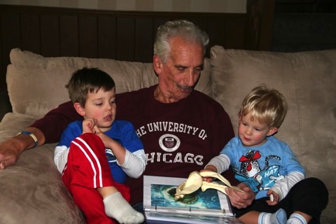 Al reading with Jack and Owen