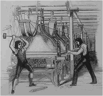 Luddites smashing a loom