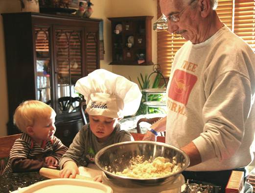 Al, Jack, and Owen baking