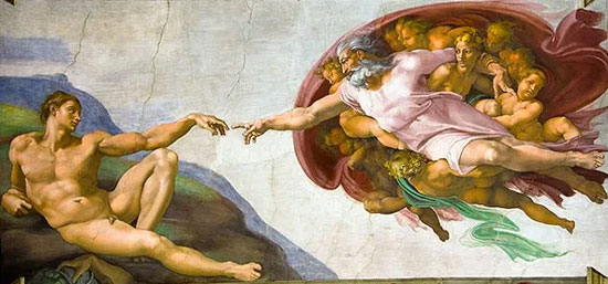 Michelangelo gives life to Adam.