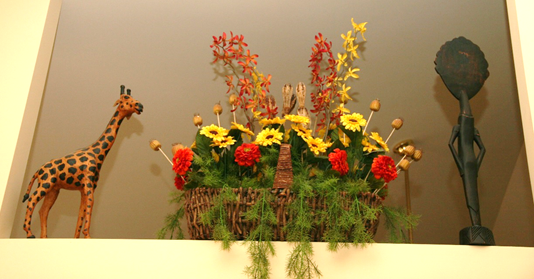Floral arrangement on mantle