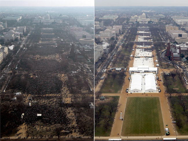 Obama crowd vs. Trump supporters