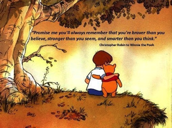 Christopher Robin tells Winnie-the-Pooh important information about Pooh.