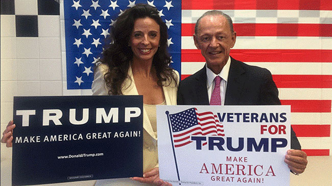 Tomisue and Steve Hilbert share their tans with Trump.