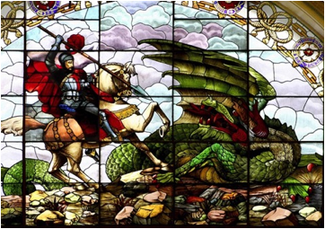 Description: This is St. George slaying a dragon.