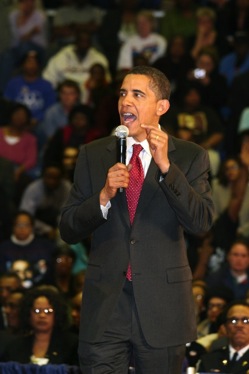 Barack Obama speaking as a presidential candidate