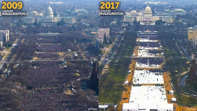 The two first inaugurations of Obama and Trump